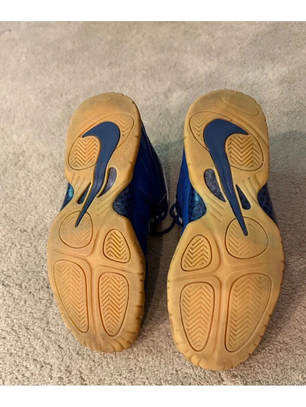Nike Air Foamposite Pro Blue Void University Red 644792-405 Boys Size 7Y
